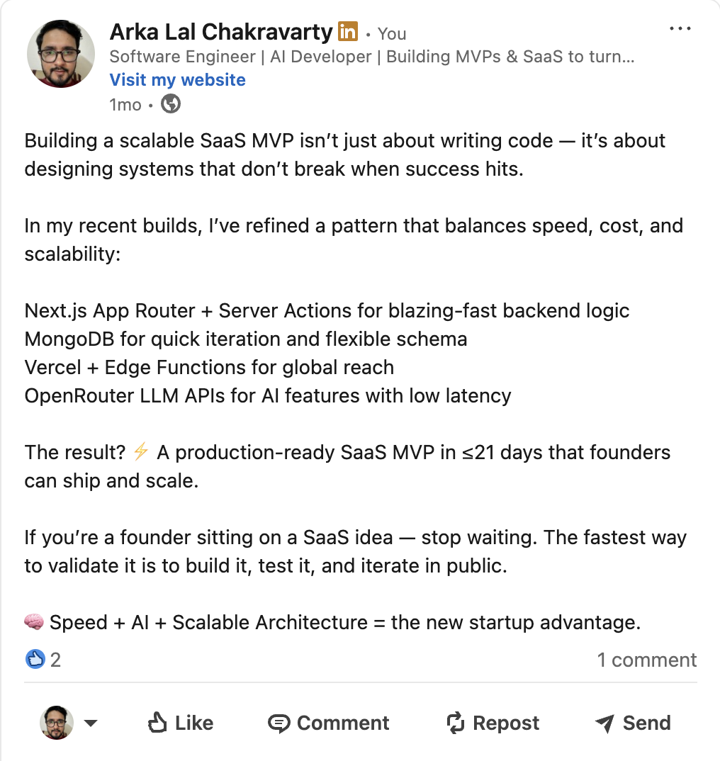 A production-ready SaaS in ≤21 days